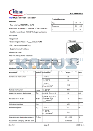 Q67042-S4291 datasheet - OptiMOS2 Power-Transistor