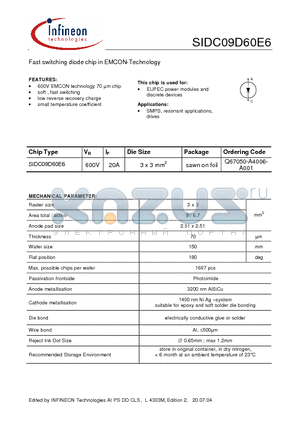 Q67050-A4006-A001 datasheet - Fast switching diode chip in EMCON-Technology