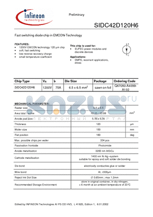 Q67050-A4099-A102 datasheet - Fast switching diode chip in EMCON-Technology