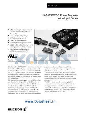 PKF5611PI datasheet - 5-6 W DC/DC Power Modules Wide Input Series