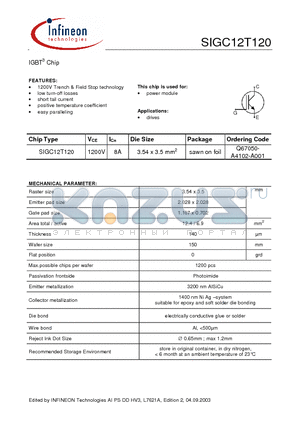 Q67050-A4102-A001 datasheet - IGBT Chip