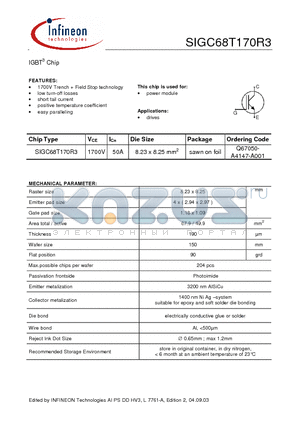 Q67050-A4147-A001 datasheet - IGBT3 Chip