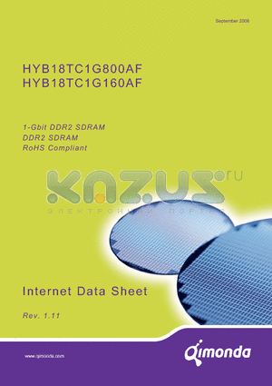 HYB18TC1G160BF-5 datasheet - 1-Gbit DDR2 SDRAM