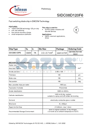 Q67050-A4169-A001 datasheet - Fast switching diode chip in EMCON-Technology