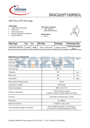 Q67050-A4286-A101 datasheet - IGBT Chip in NPT-technology