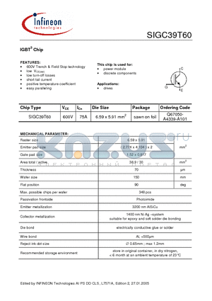 Q67050-A4339-A101 datasheet - IGBT3 Chip