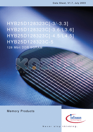 HYB25D128323C datasheet - 128 Mbit DDR SGRAM