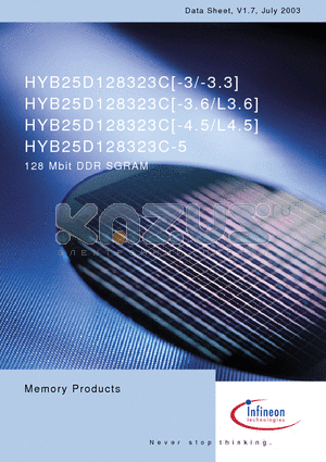 HYB25D128323C-3 datasheet - 128 Mbit DDR SGRAM