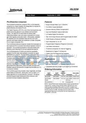 ISL5239EVAL1 datasheet - Pre-Distortion Linearizer