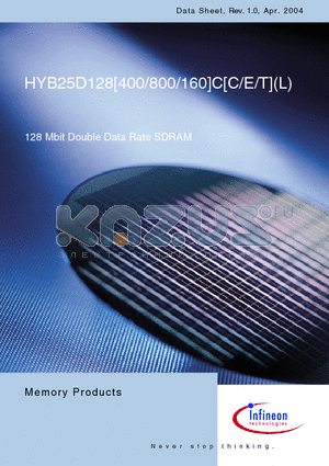 HYB25D128400CE-6 datasheet - 128 Mbit Double Data Rate SDRAM