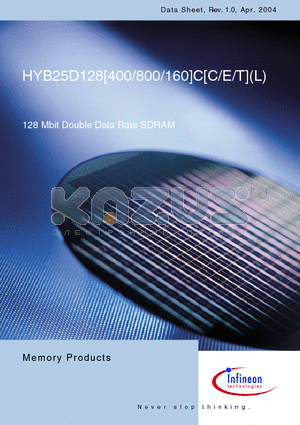 HYB25D128800CEL-6 datasheet - 128 Mbit Double Data Rate SDRAM
