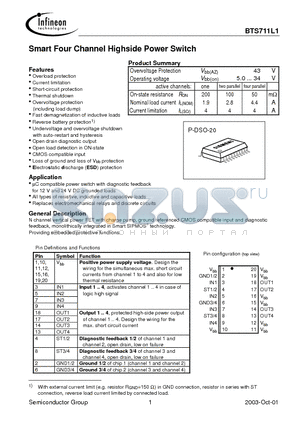 Q67060-S7000-A2 datasheet - Smart Four Channel Highside Power Switch