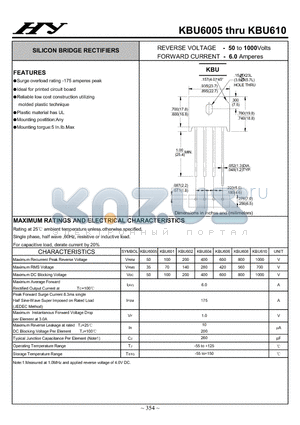 KBU610 datasheet - SILICON BRIDGE RECTIFIERS