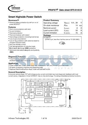 Q67060-S7411-A803 datasheet - Smart Highside Power Switch