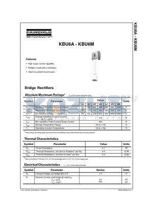 KBU6A datasheet - Bridge Rectifiers