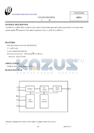 M1EA-S datasheet - 2 STATES ENCODER