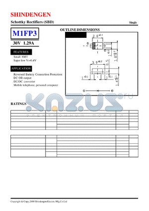 M1FP3 datasheet - Schottky Rectifiers (SBD) (30V 1.29A)
