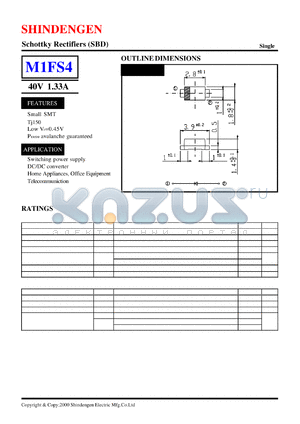M1FS4 datasheet - Schottky Rectifiers (SBD) (40V 1.33A)