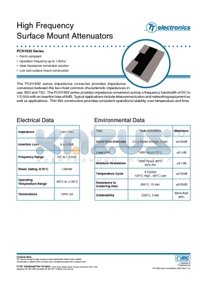 HFR-PCH1632LF datasheet - High Frequency Surface Mount Attenuators