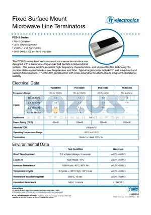 HFR-PCS0816SLF-50R0 datasheet - Fixed Surface Mount Microwave Line Terminators