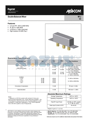 M1J datasheet - Double-Balanced Mixer