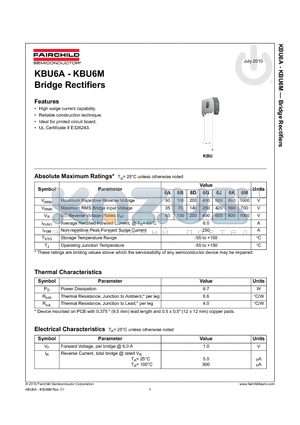 KBU6B datasheet - Bridge Rectifiers