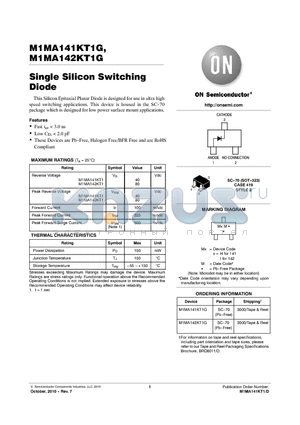 M1MA141KT1G datasheet - Single Silicon Switching Diode
