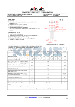 KBU6D datasheet - SINGLE-PHASE BRIDGE RECTIFIER