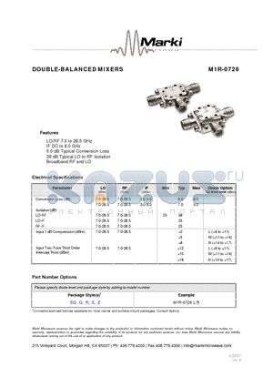 M1R-0726LEQ datasheet - DOUBLE-BALANCED MIXERS