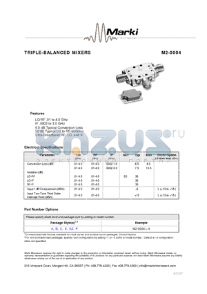 M2-0004LB datasheet - TRIPLE-BALANCED MIXERS