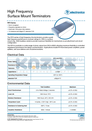 HFR-RFH52LF-C50OHMF datasheet - High Frequency Surface Mount Terminators