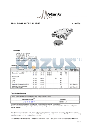 M2-0004LEZ datasheet - TRIPLE-BALANCED MIXERS