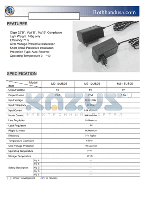 M2-10US05 datasheet - 10-15 Watt Switching Adapter