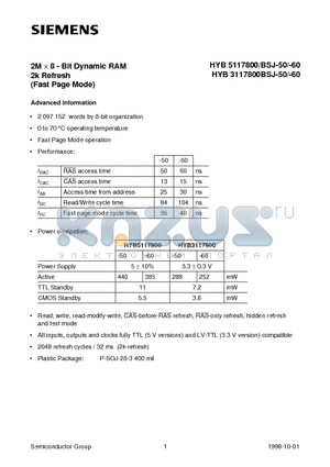 Q67100-Q1092 datasheet - 2M x 8 - Bit Dynamic RAM 2k Refresh