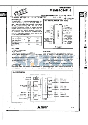 M5M82C54P datasheet - CMOS PROGRAMMABLE INTERVAL TIMER