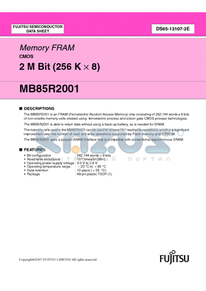 MB85R2001PFTN-GE1 datasheet - Memory FRAM CMOS 2 M Bit (256 K  8)