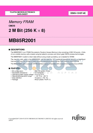 MB85R2001PFTN-GE1 datasheet - Memory FRAM CMOS 2 M Bit (256 K  8)