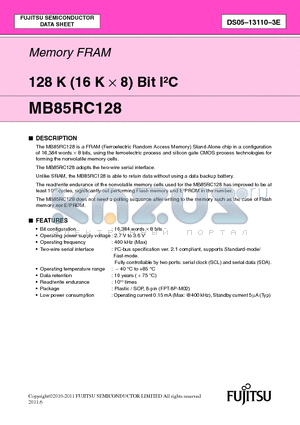 MB85RC128 datasheet - Memory FRAM 128 K (16 K x 8) Bit I2C