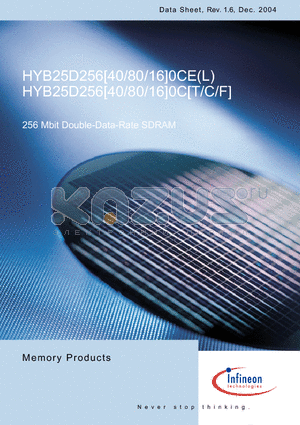 HYB25D256160CT-6 datasheet - 256 Mbit Double Data Rate SDRAM