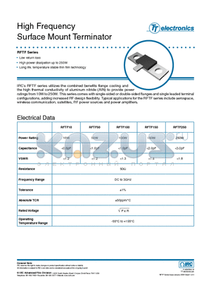 HFR-RFTF100-C50OHMF datasheet - High Frequency Surface Mount Terminator