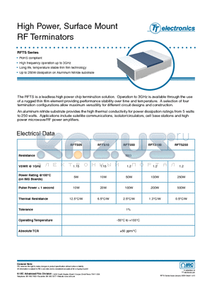 HFR-RFTS05LFC50OHM-F-0Y0 datasheet - High Power, Surface Mount RF Terminators