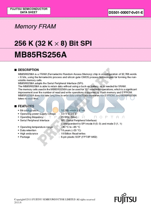 MB85RS256A datasheet - Memory FRAM 256 K (32 K x 8) Bit SPI