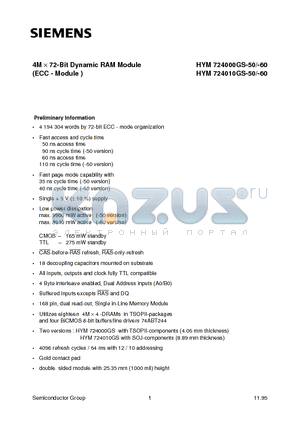 Q67100-Q2076 datasheet - 4M x 72-Bit Dynamic RAM Module