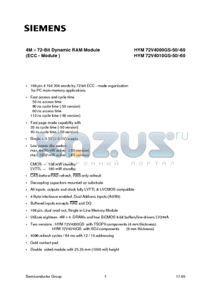 Q67100-Q2078 datasheet - 4M x 72-Bit Dynamic RAM Module