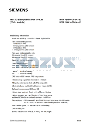 Q67100-Q2075 datasheet - 4M x 72-Bit Dynamic RAM Module