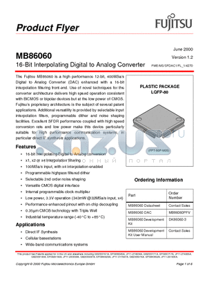 MB86060 datasheet - 16-Bit Interpolating Digital to Analog Converter