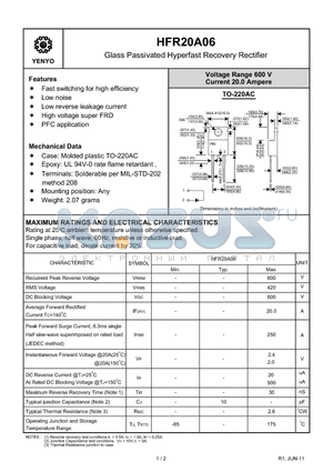 HFR20A06 datasheet - Glass Passivated Hyperfast Recovery Rectifier