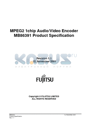 MB86391 datasheet - MPEG2 1chip Audio/Video Encoder