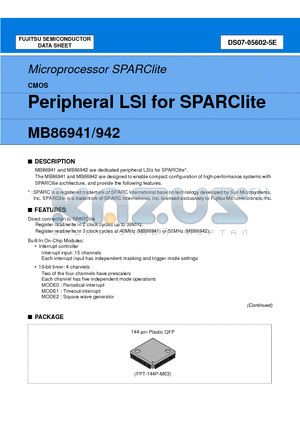 MB86941PFV datasheet - Peripheral LSI for SPARClite