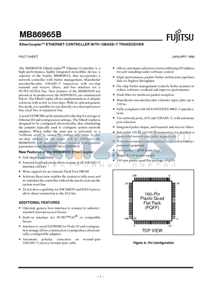 MB86965 datasheet - EtherCoupler ETHERNET CONTROLLER WITH 10BASE-T TRANSCEIVER